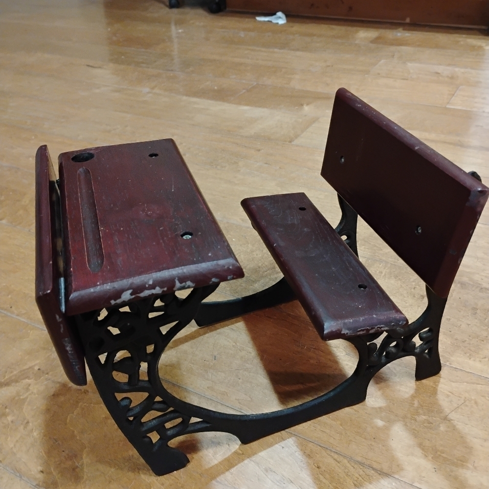 Vintage Wood And Iron School Desk, Doll Size. B​​
